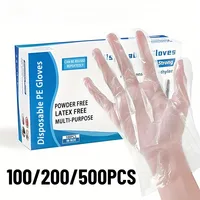 100/200/500PCS Disposable PE Gloves Plastic Gloves Terrace Pet Supplies Salon Catering Services Multi Purpose Household Tools 1