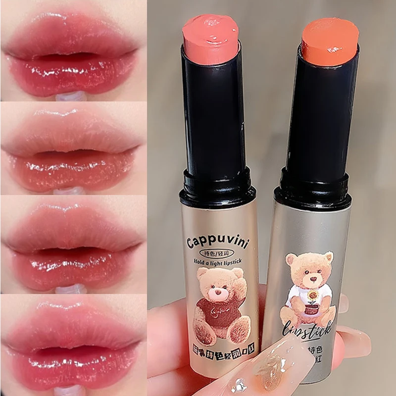 

Cute Bear Solid Lip Gloss Color Water Light Jelly Lipstick Girls Lips Tint Makeup Moisturizing Clear Lip Glaze Cosmetic 6 Colors