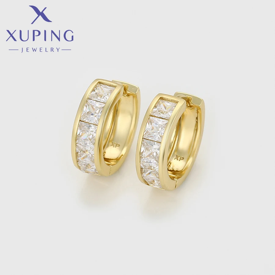 Xuping Jewelry Trendy Elegant Fashion Simple Light Gold Color Huggies Earrings for Women Party Gift X000864239 - 6