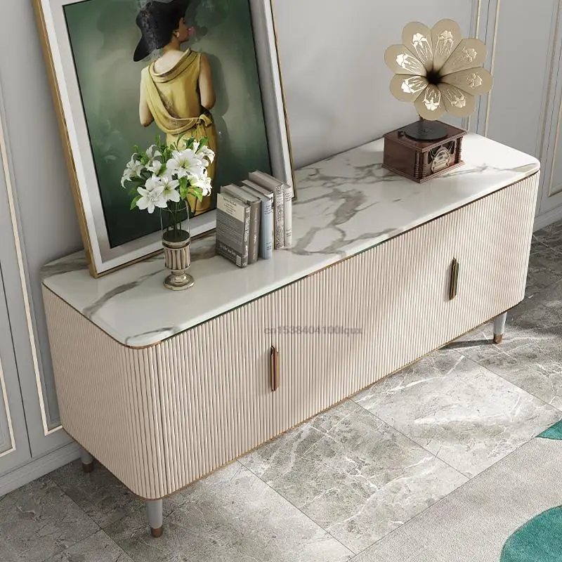 Postmodern Light Luxury Marble Living Room Storage Cabinet Small Apartment Villa Hong Kong Style Locker Floor Cabinet For Home