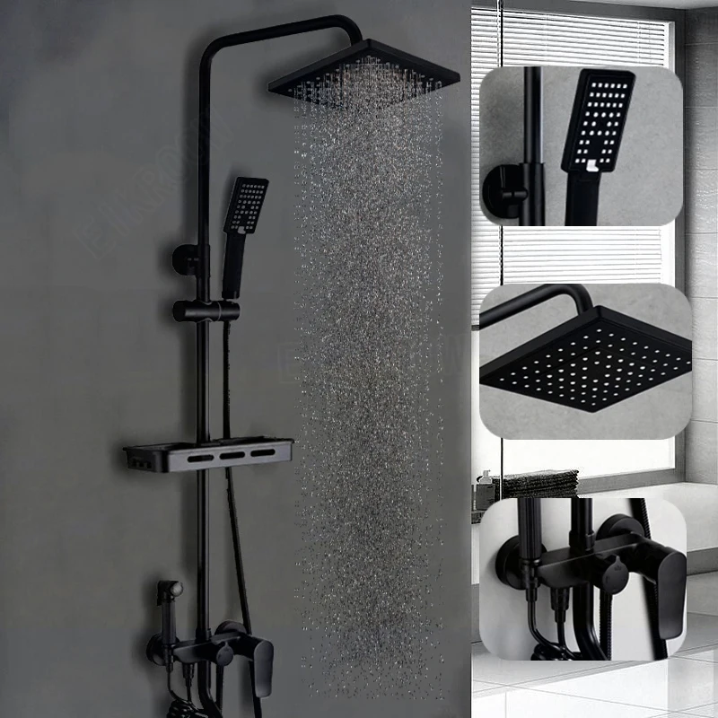 

Waterfall Bathroom Faucet Wall Mounted Bathroom Shower Faucet Shower Set Rainfall Shower System Hot Cold Water Shower Mixer