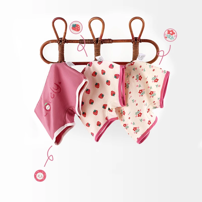 Girls Underwear Cotton Boxer Briefs For Children 2-14Y 3 Pcs/Lot