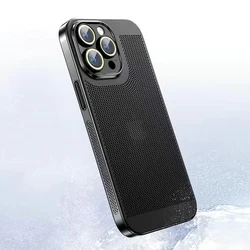 Sleek Heat Dissipation Shockproof Mesh Plating Case - iPhone 12 (Black)