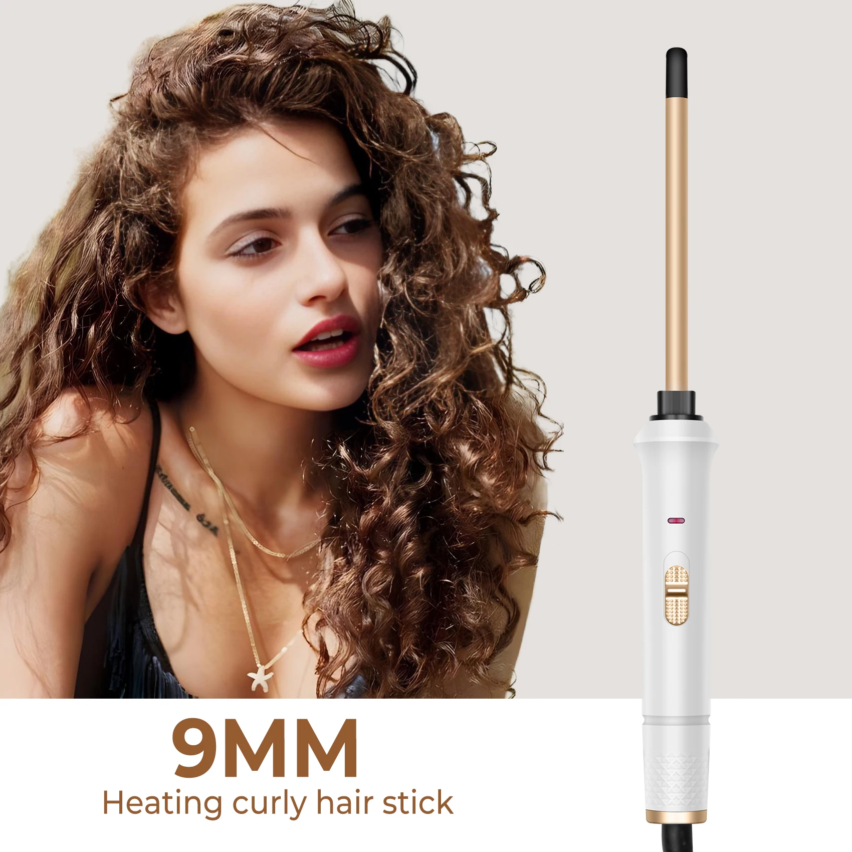 Hair Curling Iron 9mm Curler Wand Professional Curly Tongs Ceramic Electric Hair Curler Salon Styling Tools Small Crimping Iron Hair Curler