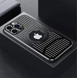 Sleek Magnetic Metal Heat Dissipation Case with Logo Cutout for 14Plus (Black)