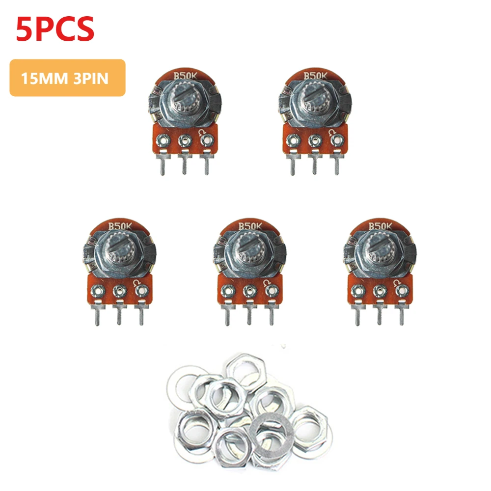 Rotary Potentiometer WH148 B10K Linear Potentiometer 15mm 3pin 1K 2K 5K 20K 50K 100K 250K 500K 1M 5PCS