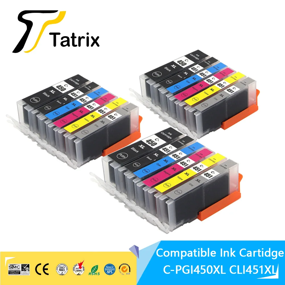 

Tatrix For Canon PGI 450XL CLI 451XL PGI450 CLI451 Compatible Ink Cartridge For Canon PIXMA MG6340/MG7140/IP8740 PRINTER