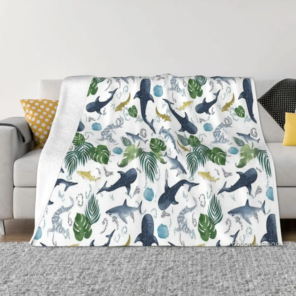 Copriletto Coperta Shark Reef Sul Letto Spiaggia Ultraleggera