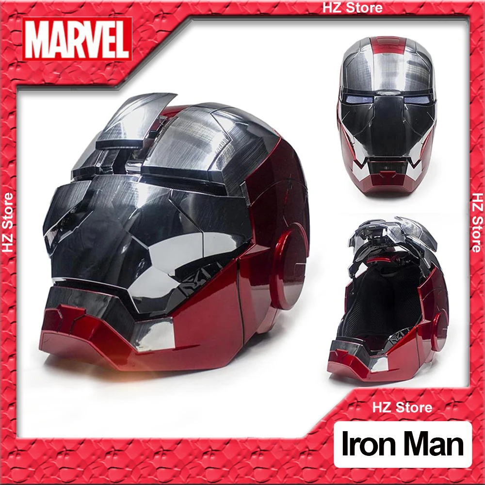 Marvel 1:1 Casco Elettronico Iron Man, Mark 5 Casco Iron-Man Con Controllo Vocale Con Occhi A Led, Maschera Cosplay Di Halloween Per Regalo