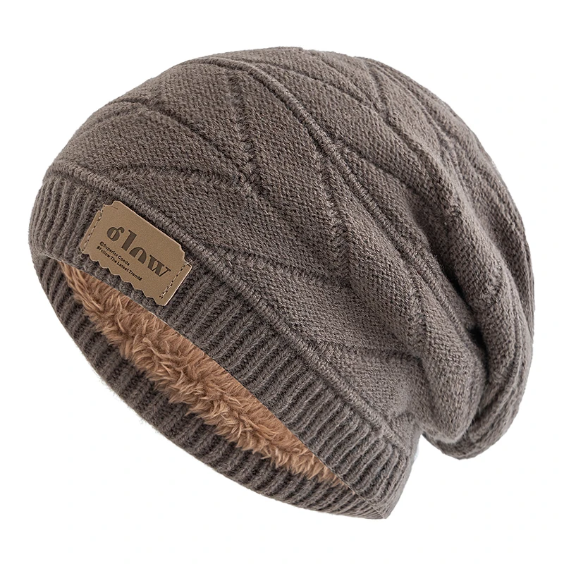 Neue Unisex Beanie Hüte für Männer und Frauen Outdoor Ski Sport Winter Hut Brief Label Dekor Plüsch Pelz gefüttert warme Strickmütze – Detail 9