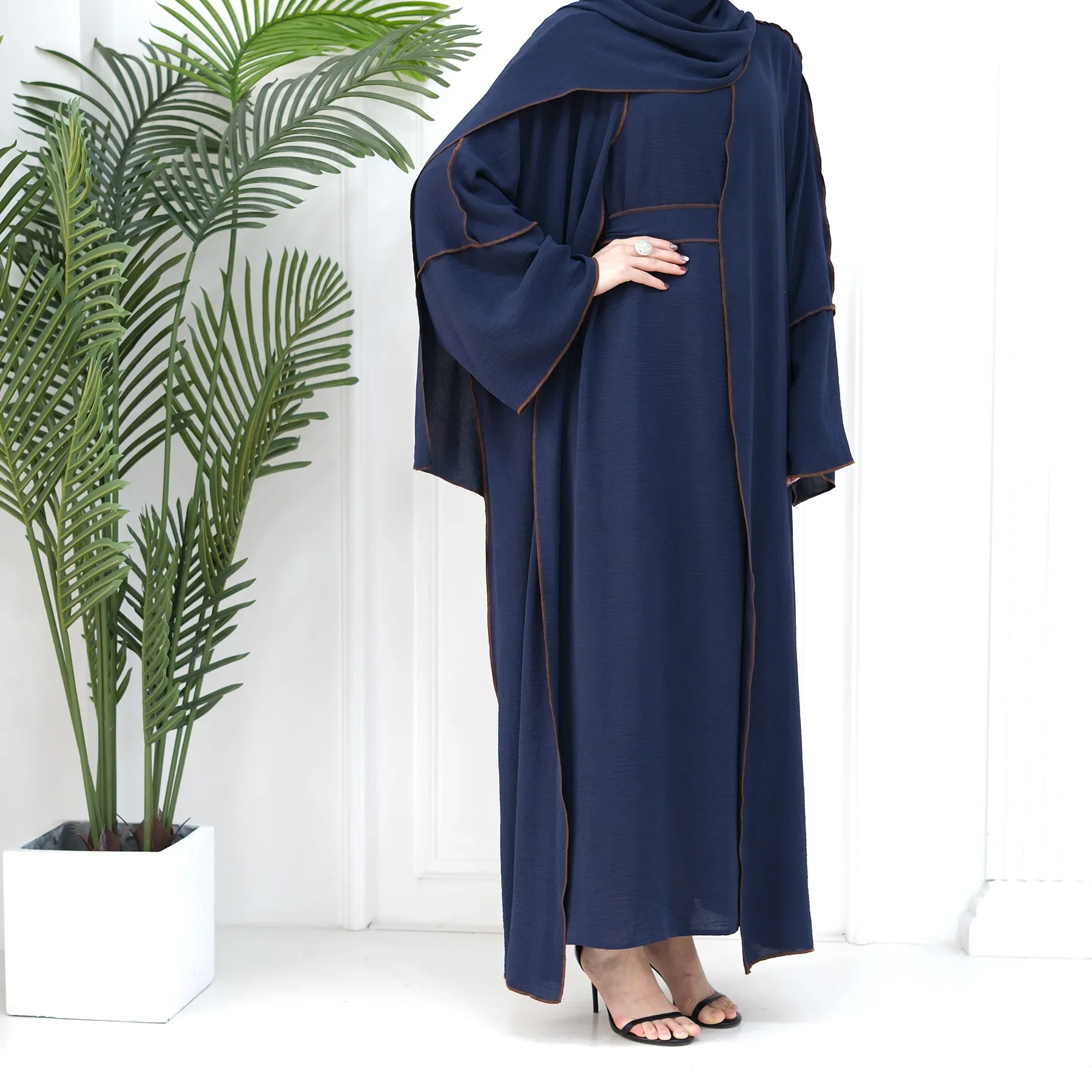 3 Piece Abaya Kimono Set and Hijab Matching Muslim Sets Abayas for Women Dubai Luxury Turkey Inner Dress Islamic Clothing Jilbab