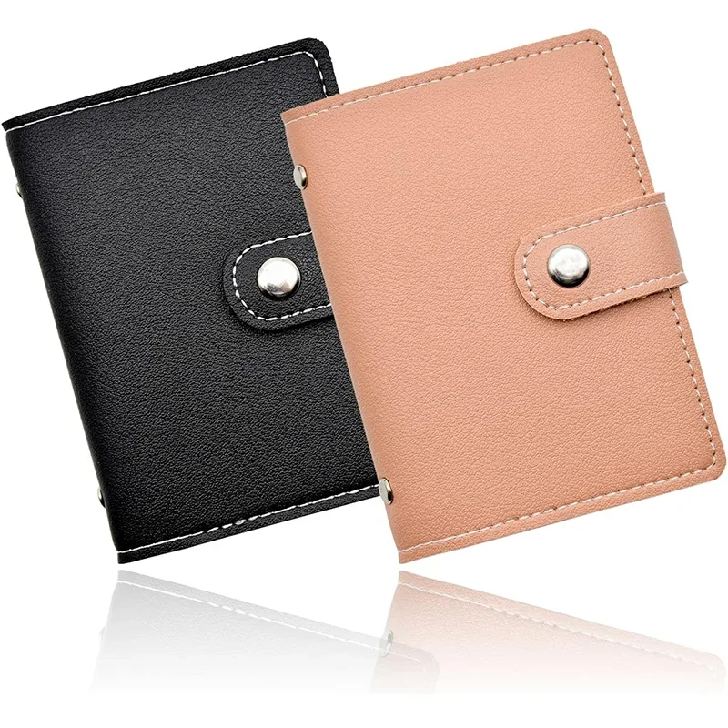 

2Pcs Couple Soft PU Leather Holder Slim Pocket Wallet Business Card Case ID Card Organizer 26 Pockets Wallet for Men Women