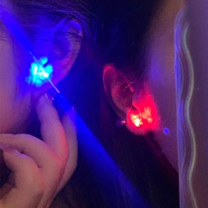 1/2Pcs LED Light Up Ear Stud Earrings Colorful Flashing Zircon Earring Stainless Steel Party Night Bling Ear Ring Studs Jewelry 3