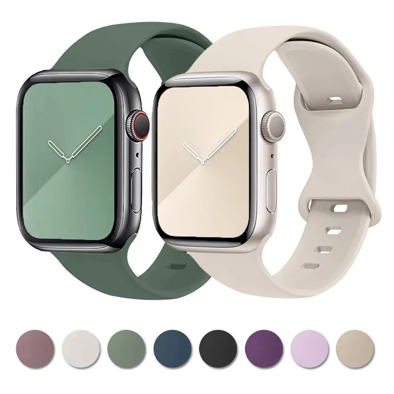 

Ремешок силиконовый для Apple Watch Ultra 2 Band, браслет из корреи для iwatch series 7 8 se 3 5 6 9, 49 мм 44 мм 40 мм 45 мм 41 мм 42 мм 44 мм 45 мм