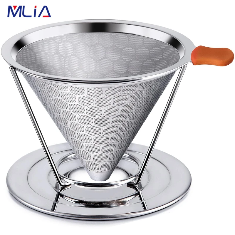 MLIA Stainless Steel Coffee Filter Holder Reusable Cone Coffee Filters