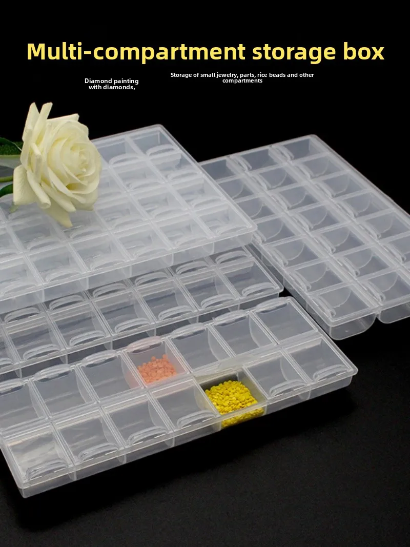 Transparent Storage Box Diamond Painting Drill Partition Box Small Parts Accories Rice Bead Manicure Jewelry Subpaage Box