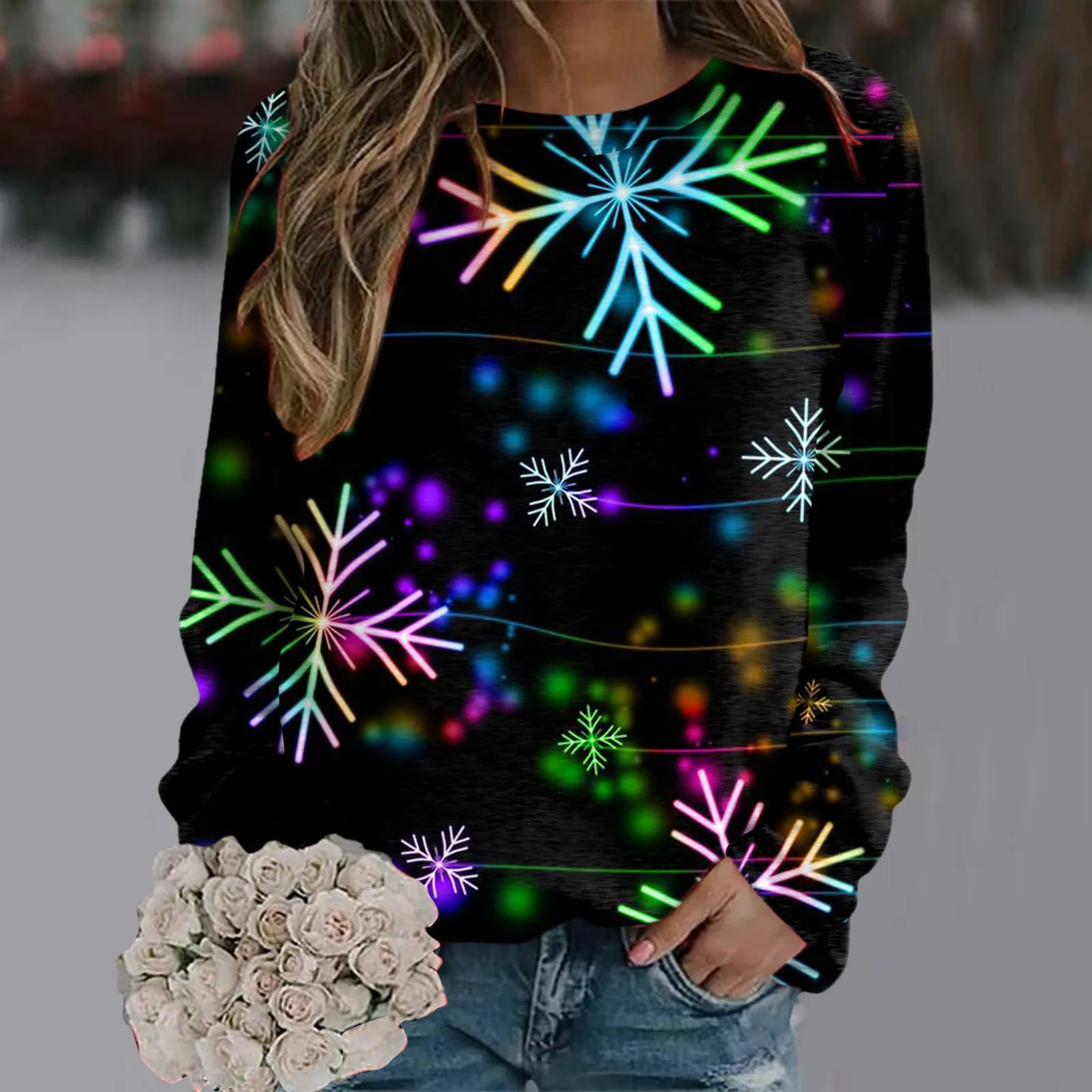 

Womens Daily Christmas Print Sweatshirt Pullover Tops Long Sleeve Shirts Loose Woman Clothing Sudaderas De Mujeres Pull Femme