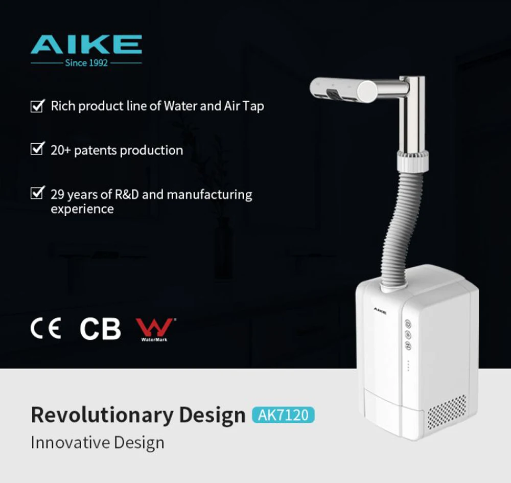 Description Picture 2 of itemAIKE Airblade Tap Hand Dryer Automatic Bathroom Hand Washing and Drying Machine Washroom Faucets Air Tap Powerful Hand Dryer