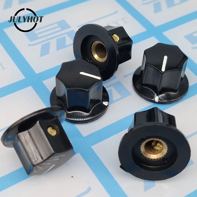 

10PCS Black MXR Style Skirted AMP Knob 6.35MM Guitar Potentiometer Knobs Brass Insert For Guitar Effect Pedal Knobs