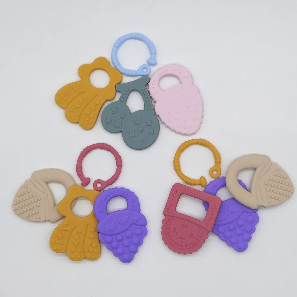 Fruit-Shaped Teether Pacifier Wristband, Anti-Thumb-Sucking Molar Soothing Toy for Teething Discomfort & Mood Relief