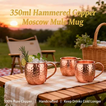 100% Copper Moscow Mule Mug Durable Coppery Beer Mugs 350ml Coffee Mug Milk Cup Pure Copper Bar Cup Drinkware