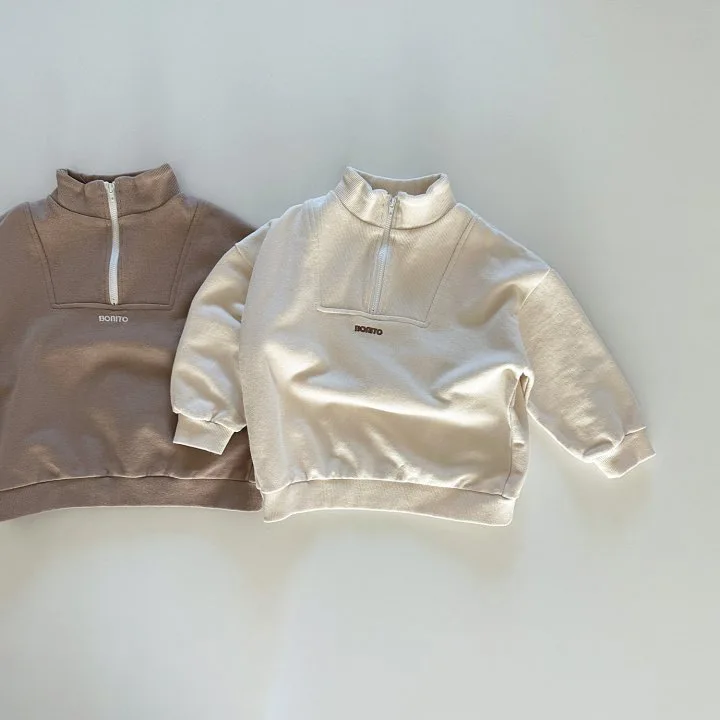 Description Picture 3 of item2025 Autumn New Baby Boy Girl Solid High Collar Zipper Sweatshirt Children Cotton Loose Casual Tops Kids Long Sleeve Clothes