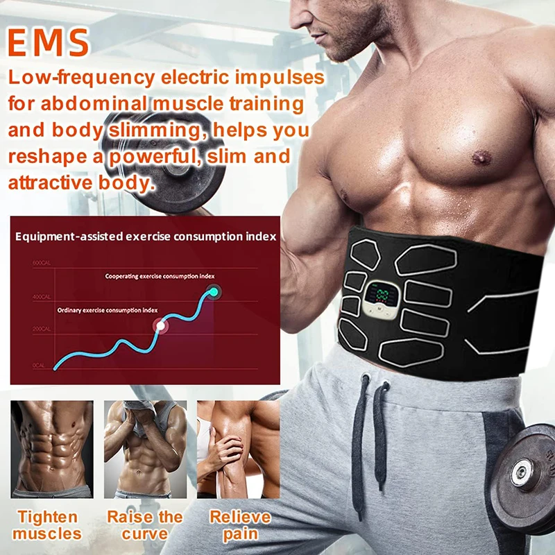 EMS Abdominal Trainer Belt Muscle Stimulation Electric Slimming Toning Belt With Remote Control Fitness Massage Body Shaping
