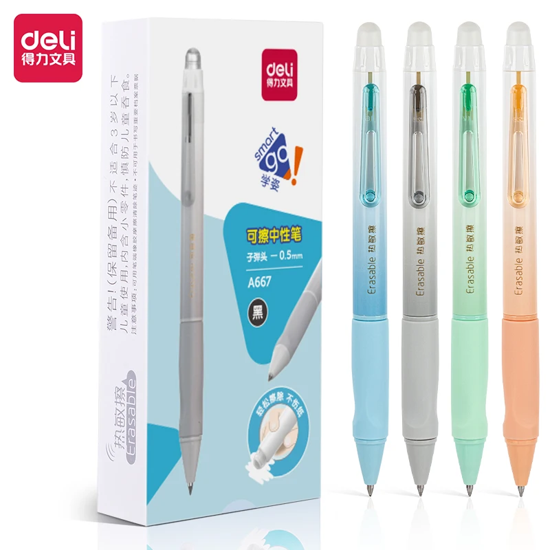 

Deli Erasable Pen Set 0.5mm Gel Pen Erase Blue Black Ink Refill for Stationery School Supplies Erasable Ballpoint Pen Kawaii