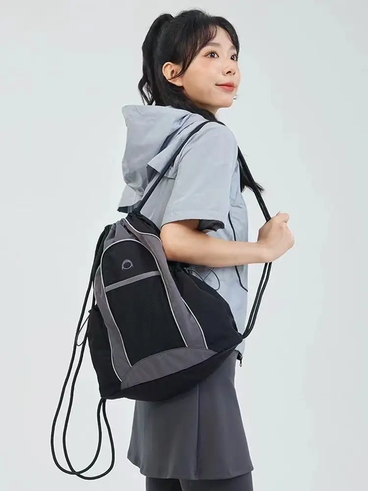 Casual Outdoor Contrast Color Drawstring Gym Hiking Bag Backpack Schoolbag Handbag Student Leisure Travel Backpack