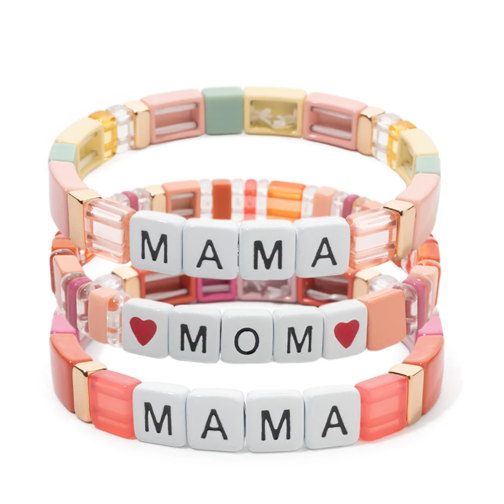 

BEUTIFOR Customized Alloy Mother's Day Bracelet for Women MOM Letter Painted Acrylic Beads Gift for Mom 2024 Fashion Jewelry