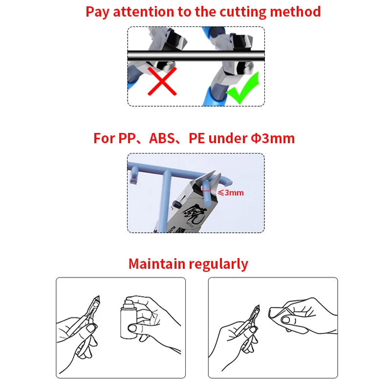 Description Picture 5 of item4.5'' Model Nippers Ultra-thin Single-Edged Pliers Plastic Model Tools with Non-Slip Handle for Gundam Building and Making