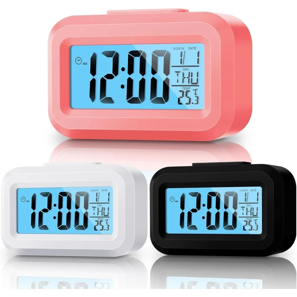 Compact Digital Alarm Clock for Bedroom, Kids, Travel, or Bathroom - 24-Hour Display (Battery Not Included)