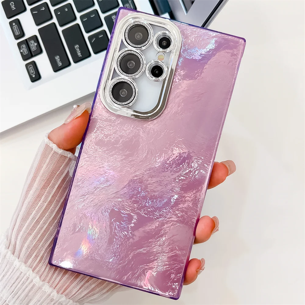 Laser Glitter Water Ripple Colour Aurora Phone Case for Samsung S24 Plus FE S23 Ultra A55 A54 A35 A25 A15 Lens Protective Cover_voghion.com