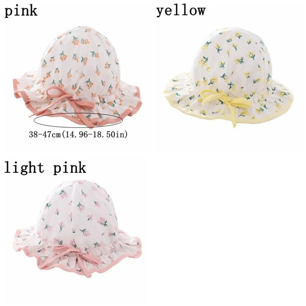 Cute Breathable Baby Hat Drawstring Visors Lovely Bow Kids Sun Hat Sun Visors Comfortable Infant Hat Outdoor