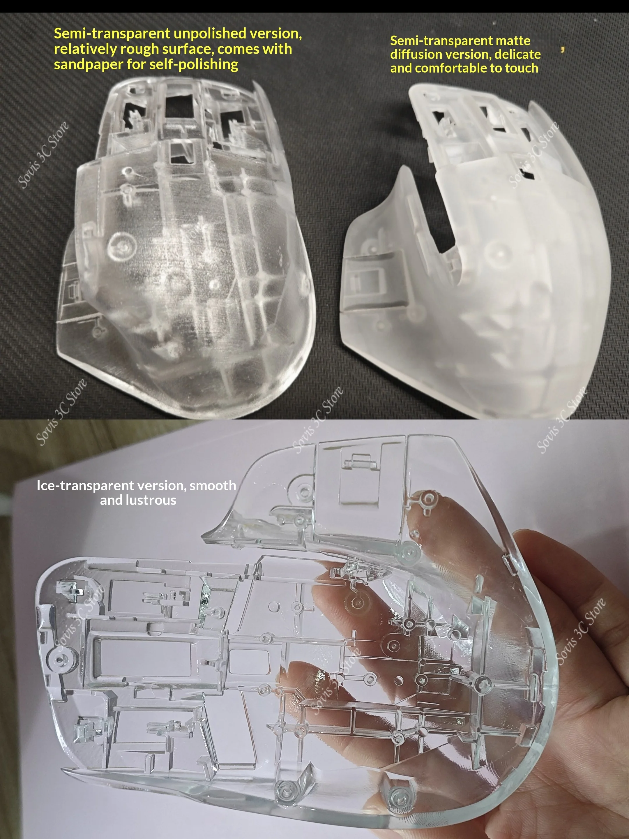 마우스 쉘 3D 프린팅 레진 맞춤형 투명 사무실 게임용 마우스 케이스 (로지텍 MX 마스터 3/3S 데스크탑 액세서리용)