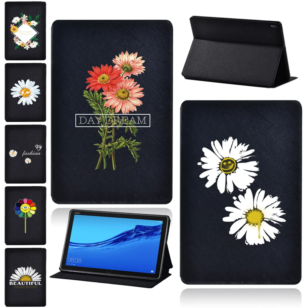 

Tablet Case for Huawei MediaPad M5 Lite/MediaPad M5 Foldable Flip Tablet Stand Cover Case - Daisy Series Pattern Case + Stylus