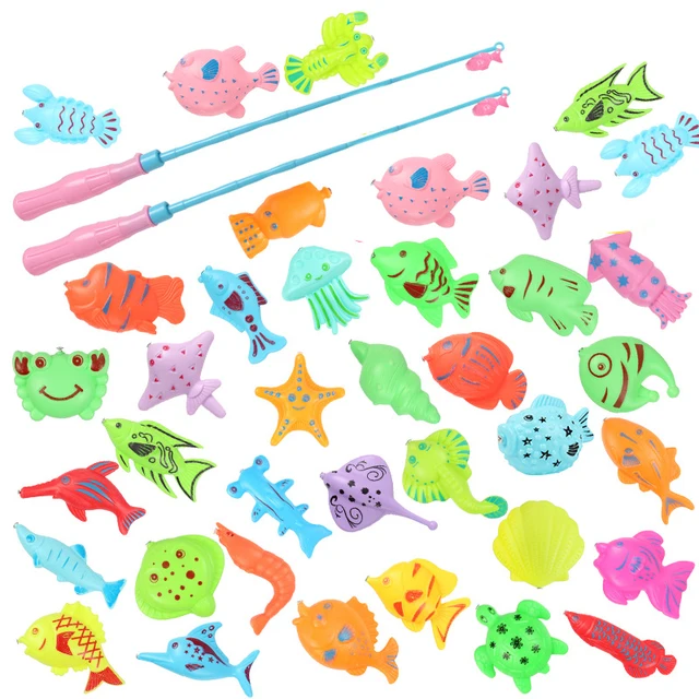 Children Magnetic Fishing Game Cute 3D Marine Animals Cognition Fish Toys for Boys Girls Indoor Outdoor Games Free Shipping 1