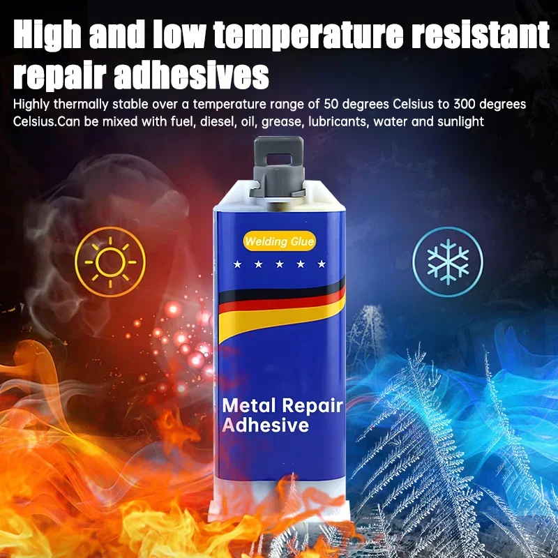 High-Strength Metal Repair Epoxy Adhesive - Heat & Cold Resistant Welding Glue & Leak Repair Paste