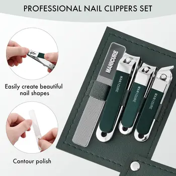Manicure Set Stainless Steel Nail Clipper,Professional Men/Women Nail Clippers Kit 4 Pcs,Travel Manicure Grooming Kit Nail Clipp 2