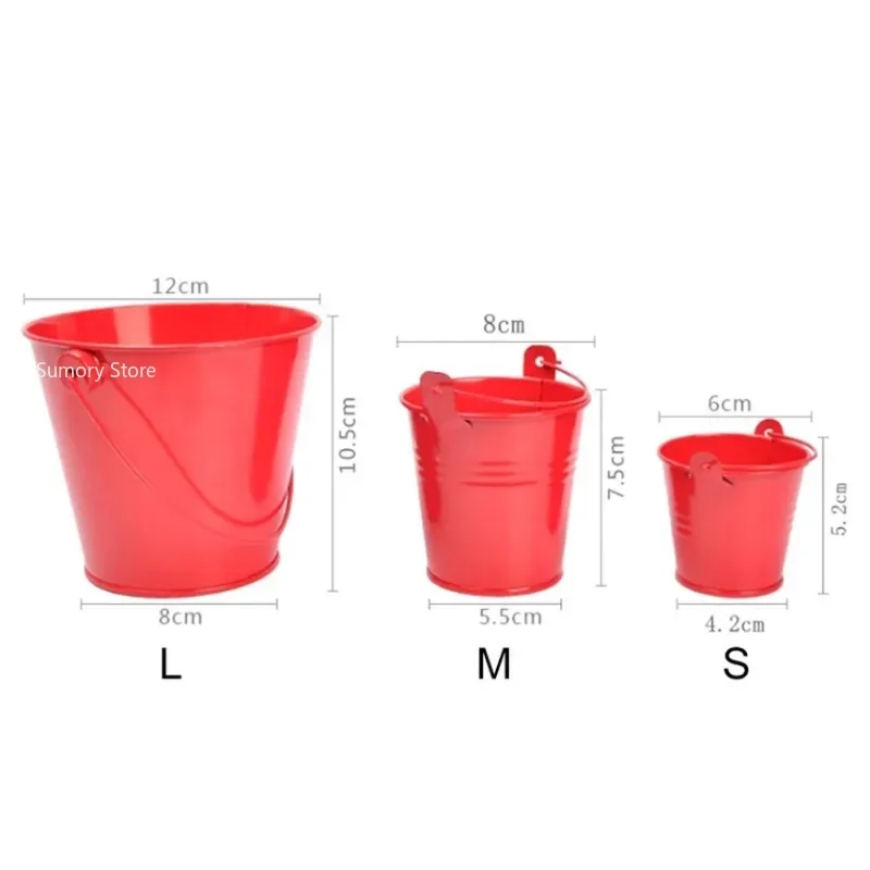 1pc Mini Metal Iron Flower Pot with Handle Hanging Balcony Garden Office Planter Mini Bucket Candy Basket Home Decor