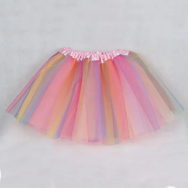 About 40cm 30cm Short transparent Rainbow ballet Petticoat Tulle Skirts Womens Girls Child 3 Layers Tutu Skirt Underskirt