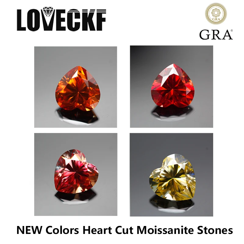 New Colors Heart Cut Moissanite Stones Vvs1 Ha Superato Il Tester Del Diamante Con Il Rapporto Gra