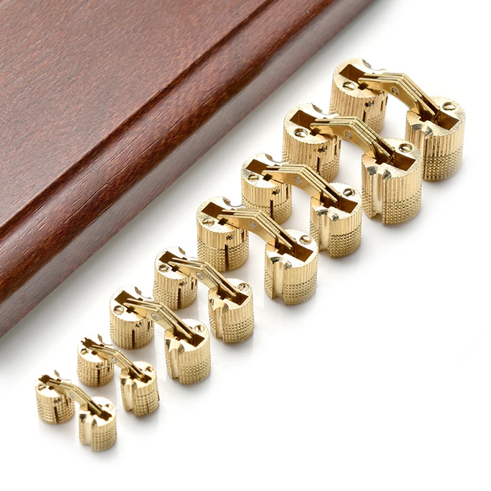 Copper Brass Furniture Hinges 8-18mm Cylindrical Hidden Cabinet Concealed Invisible Door Hinges For Hardware Gift Box