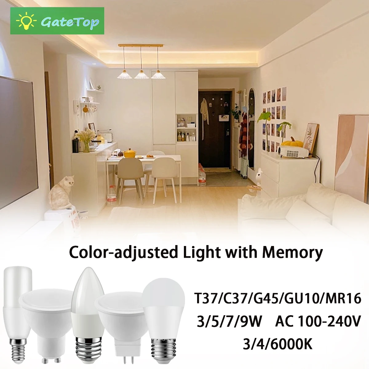 

New Style LED Smart Bulb 3 Color-Adjusted with Memory 2PCS 3W-7W AC100-240V B22 E27 E14 High light efficiency without flicker