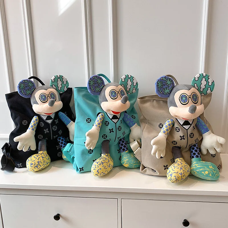 

Diaper Bags Women's Backpack 2023 Disney Cartoon Doll Mickey Mouse New Large Capacity Fashion Canvas Contrast Color Mommy Bag