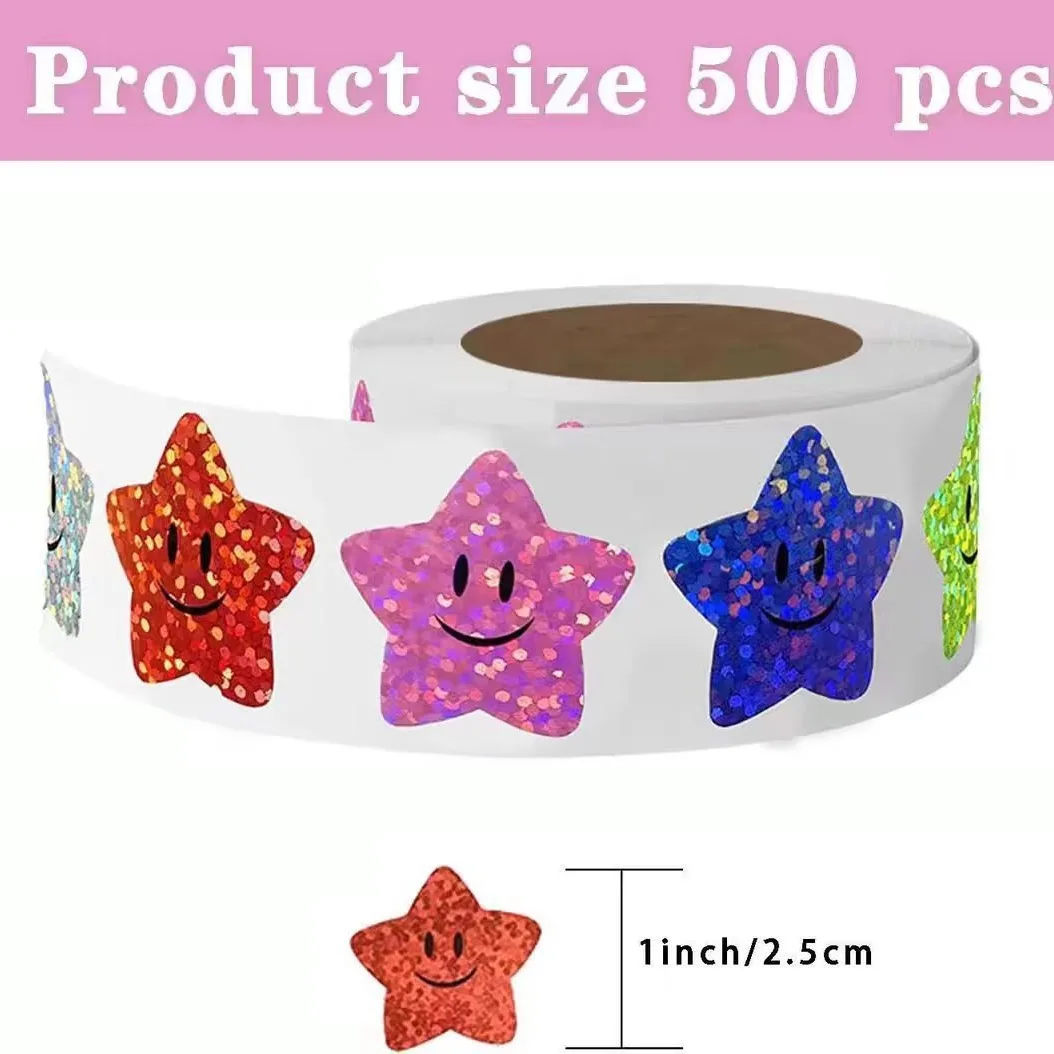 100-500PCS 새로운 별 스티커 감사합니다 스티커 포토카드 장식 포장 팩 스티커 롤 롤링 라벨