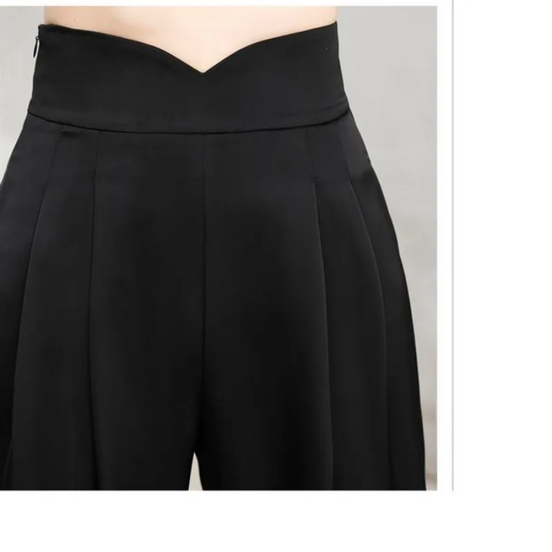 Women's Clothing Solid Color High Waisted Pockets Casual Spring Summer Straight Pencil Trouser Suits Korean Fashion Pants