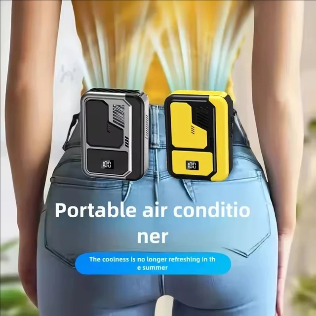 New Protable Neck Waist Fan Powerful Brushless Motor with Digital Display 3 Wind Speeds 3000mAh Large Battery Emergency LED 1