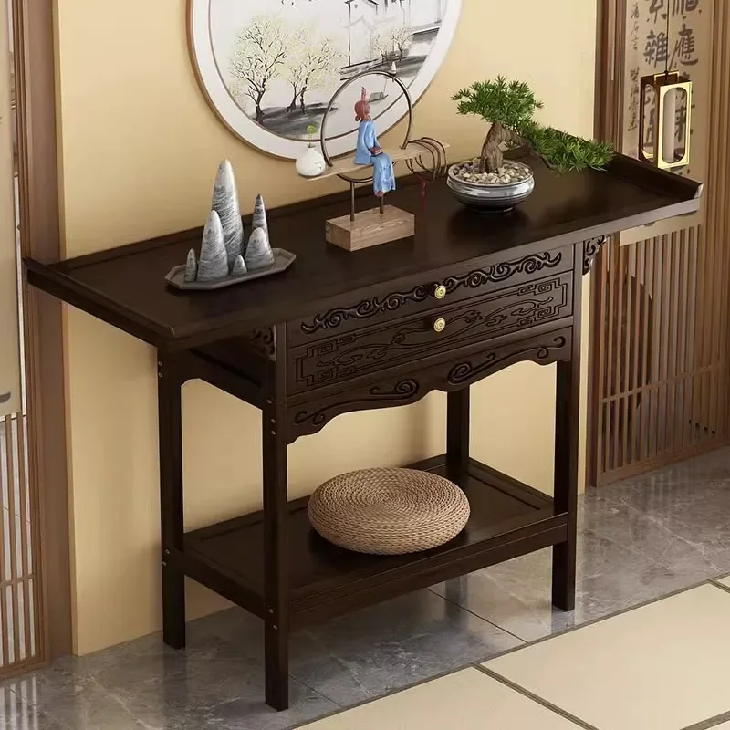New Chinese Solid Wood Console Tables for The Entrance Wall-mounted Multifunctional Tables Simple Retro Console Table for Home