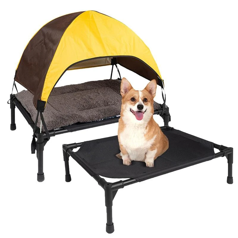 Outdoor Dog Bed Foldable Elevated Dog Bed With Removable Canopy Portable Dogs Shade Tent Camping